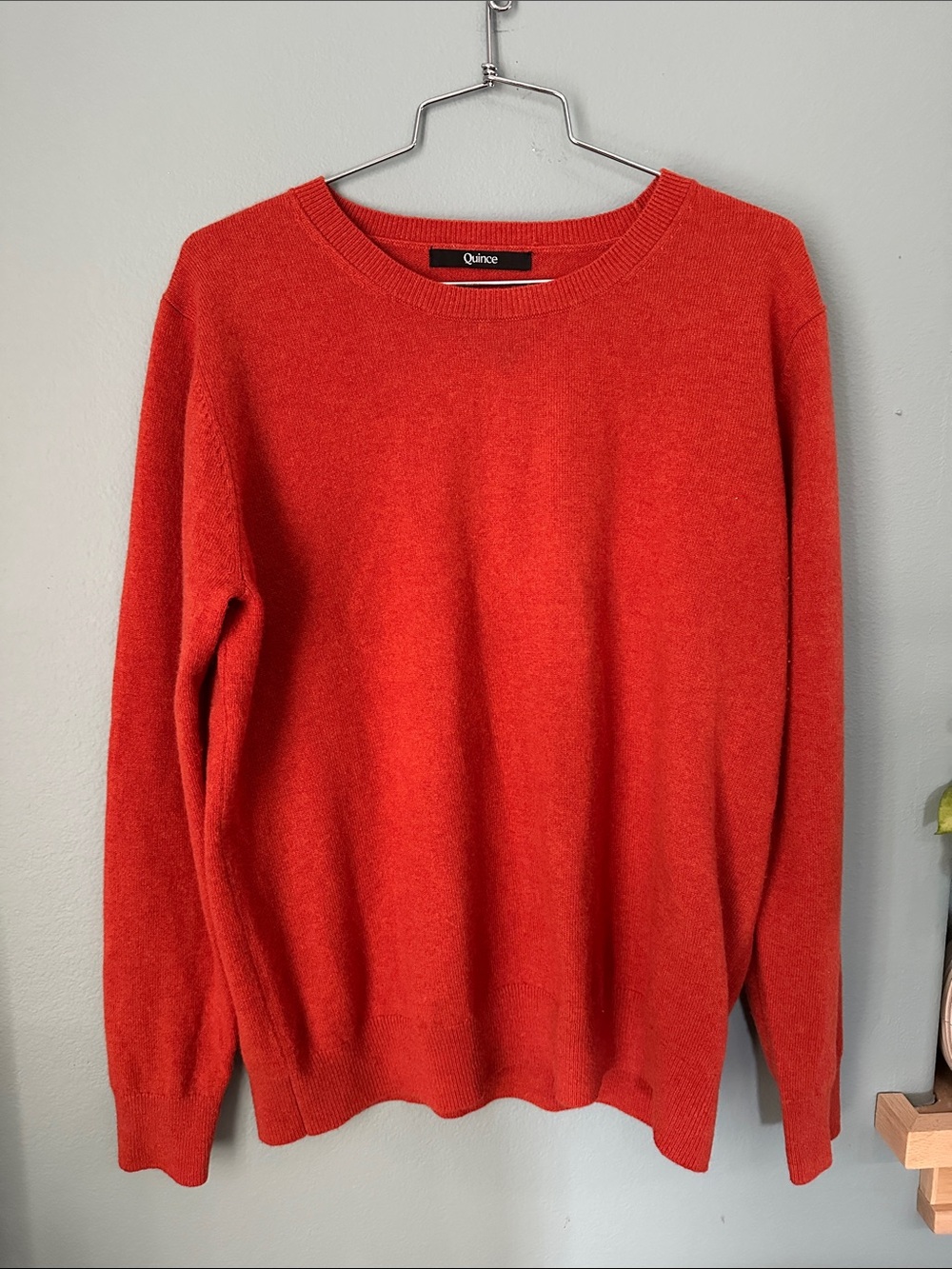 Quince 100% Mongolain Cashmere Sweater Women's Large burnt orange Crew Neck